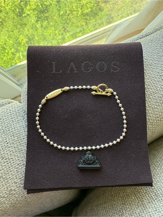 LAGOS Jewelry - LAGOS Two-Tone Silver and 18K Gold Beaded Bracelet with Gold Toggle